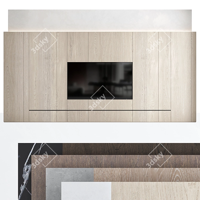 TV Wall Set: Modern Design, 75" Samsung Crystal UHD 4K 3D model image 1