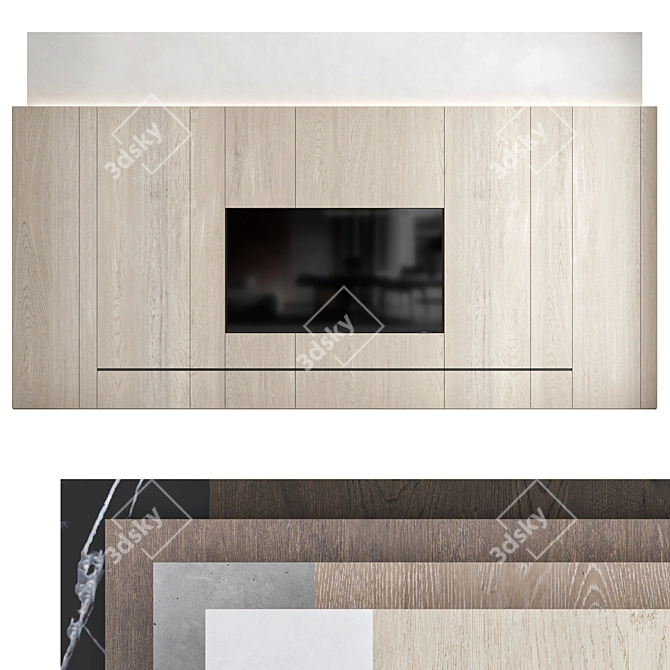 TV Wall Set: Modern Design, 75" Samsung Crystal UHD 4K 3D model image 8