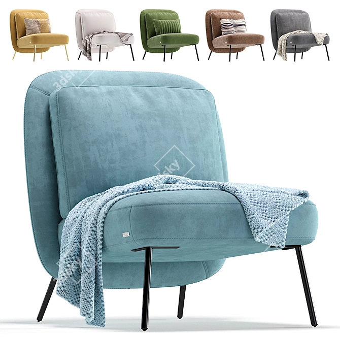 Natuzzi Slipper Armchair: 6 Color Options 3D model image 1