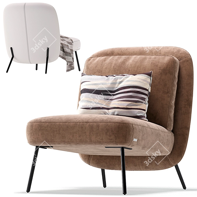 Natuzzi Slipper Armchair: 6 Color Options 3D model image 3