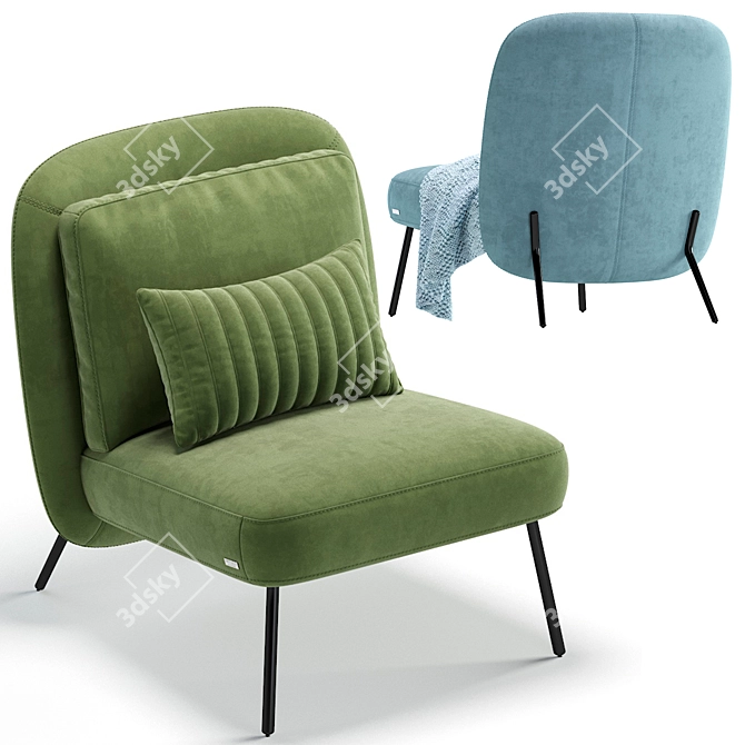 Natuzzi Slipper Armchair: 6 Color Options 3D model image 6