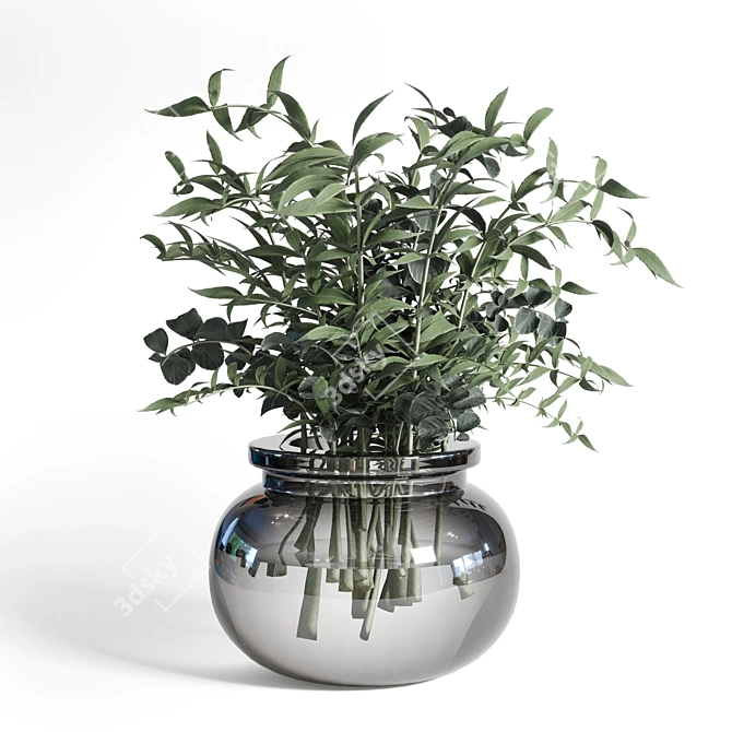 Olive Bouquet 15 - Glass Vase 3D model image 1