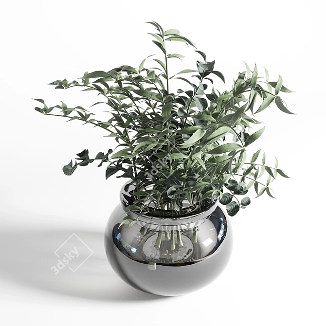 Olive Bouquet 15 - Glass Vase 3D model image 2