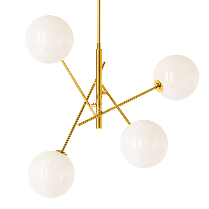 Modern Linear Chandelier with Hand-Blown Glass Accents by Ariah 3D model image 1