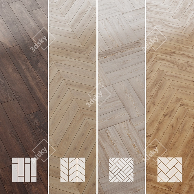 Oak Larch Wood Floor Set 3D model image 1