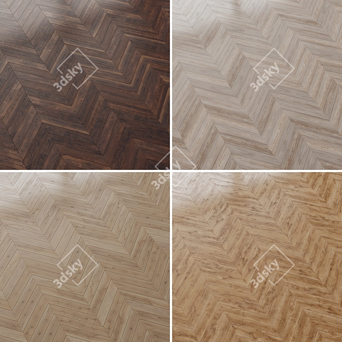 Oak Larch Wood Floor Set 3D model image 3