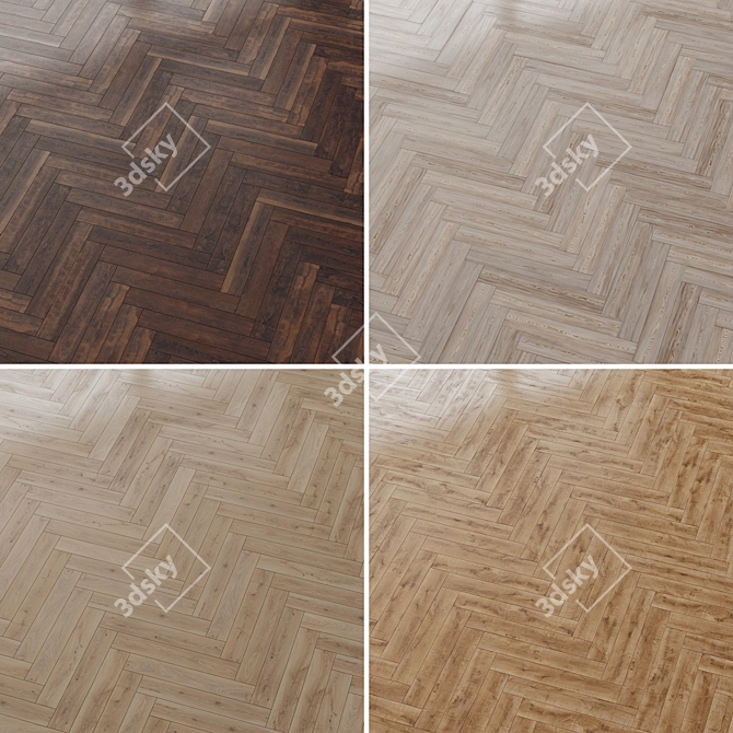 Oak Larch Wood Floor Set 3D model image 5