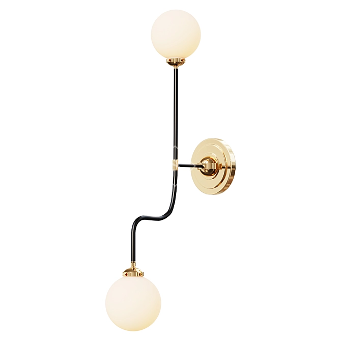 Mid-Century Double Sconce Wall Lamp 3D model image 1