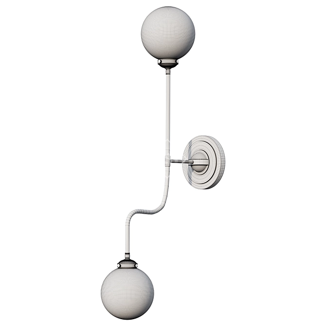 Mid-Century Double Sconce Wall Lamp 3D model image 2