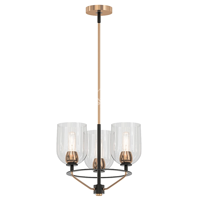 Sleek Black and Gold Chandelier 3D model image 1