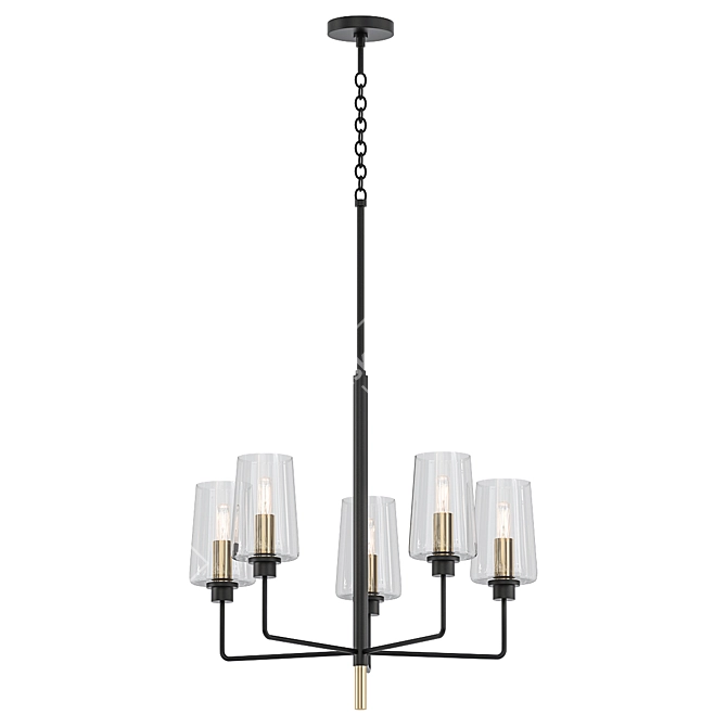 Elegant Noir/Aged Brass Dalia Chandelier 3D model image 1