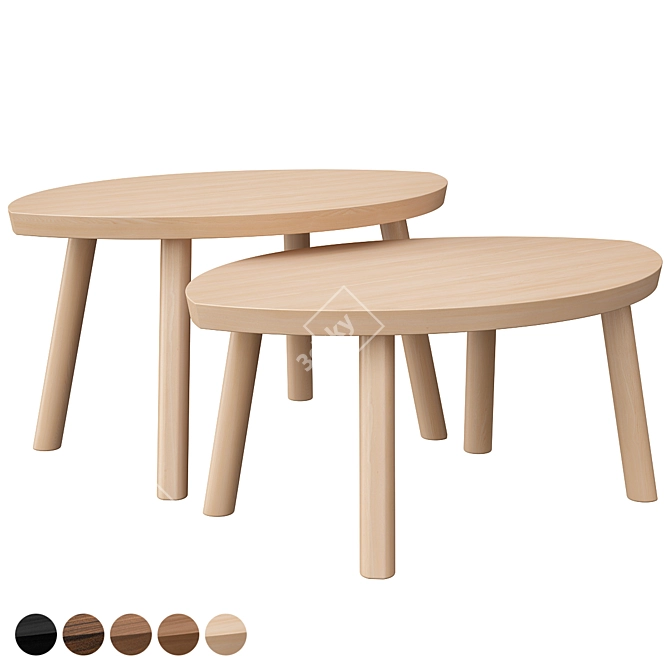 Stockholm Walnut Dining Set 3D model image 2