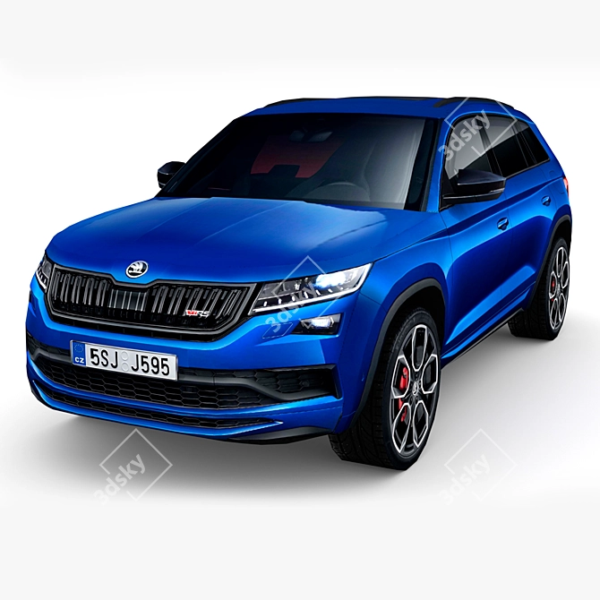 Sleek Skoda Kodiaq RS 2019: High-quality Low Poly Model 3D model image 2