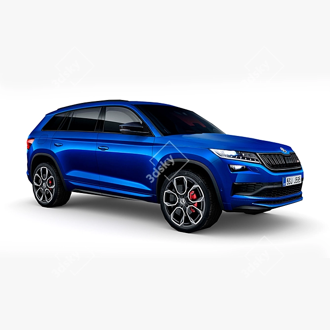 Sleek Skoda Kodiaq RS 2019: High-quality Low Poly Model 3D model image 3