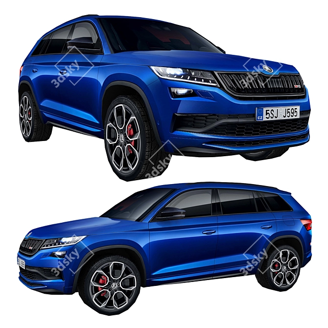 Sleek Skoda Kodiaq RS 2019: High-quality Low Poly Model 3D model image 6