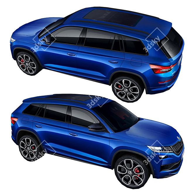 Sleek Skoda Kodiaq RS 2019: High-quality Low Poly Model 3D model image 7