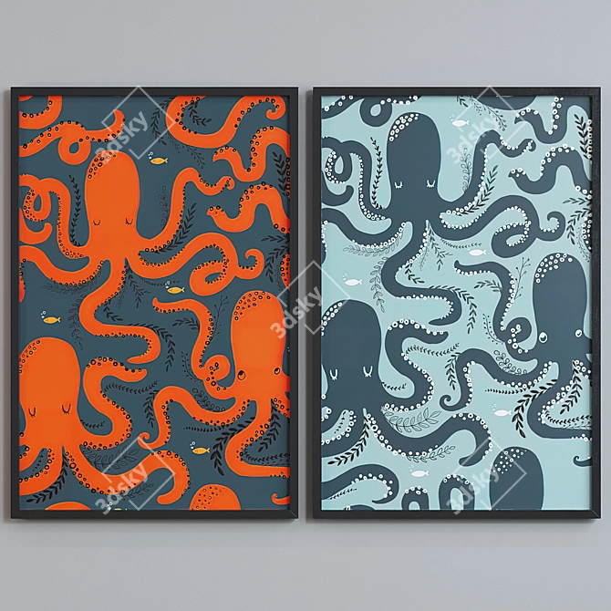 Underwater Octopus Picture Frame Set 3D model image 2