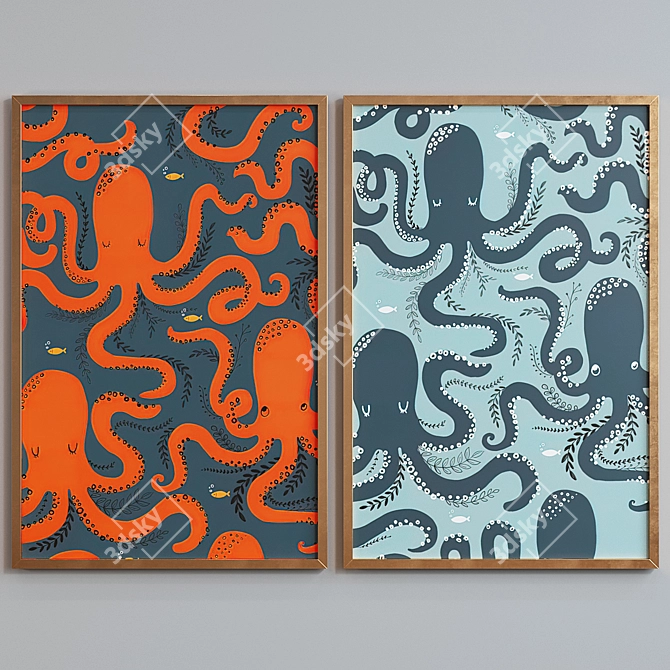 Underwater Octopus Picture Frame Set 3D model image 4