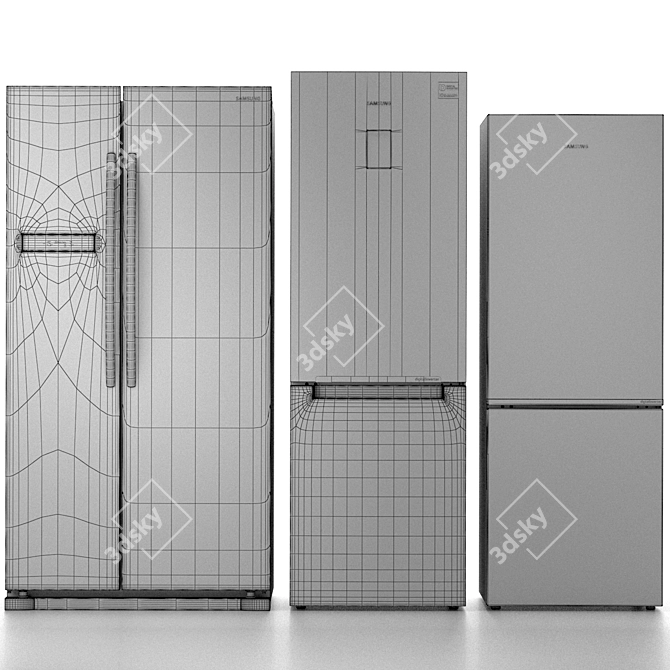 Samsung Refrigerator Set 7: RS54N3003EF, RB33A3440SA & RB30N4020B1 3D model image 17