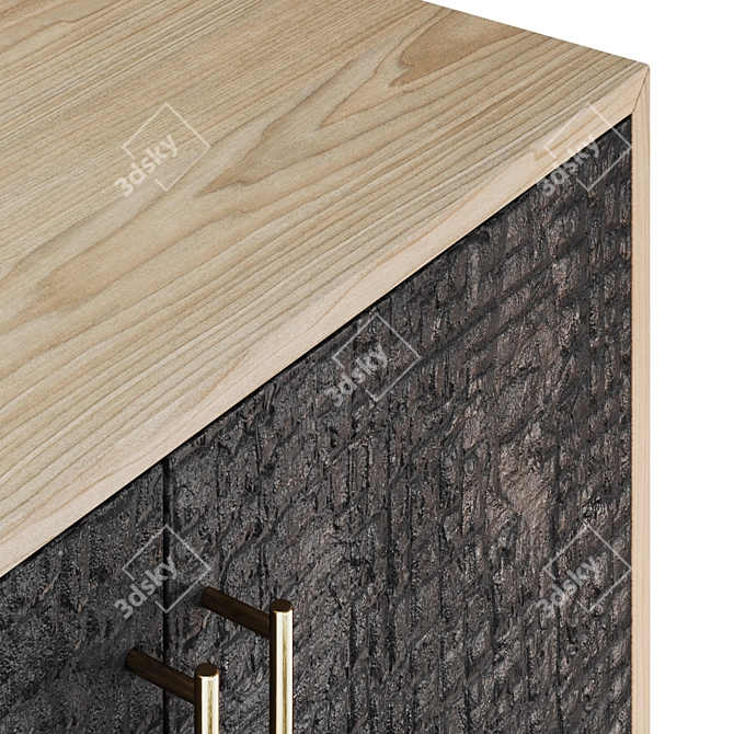 Charred Pine Chest of Drawers 3D model image 4
