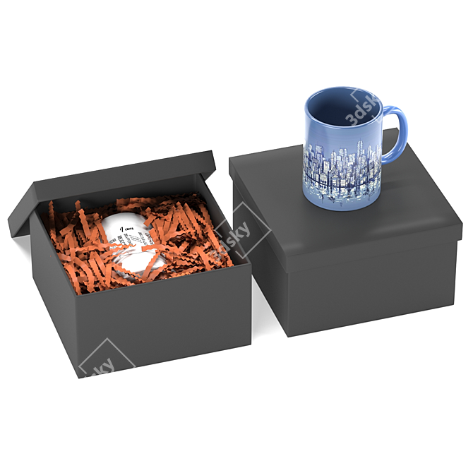 Paper-wrapped Cup Gift Box 3D model image 1