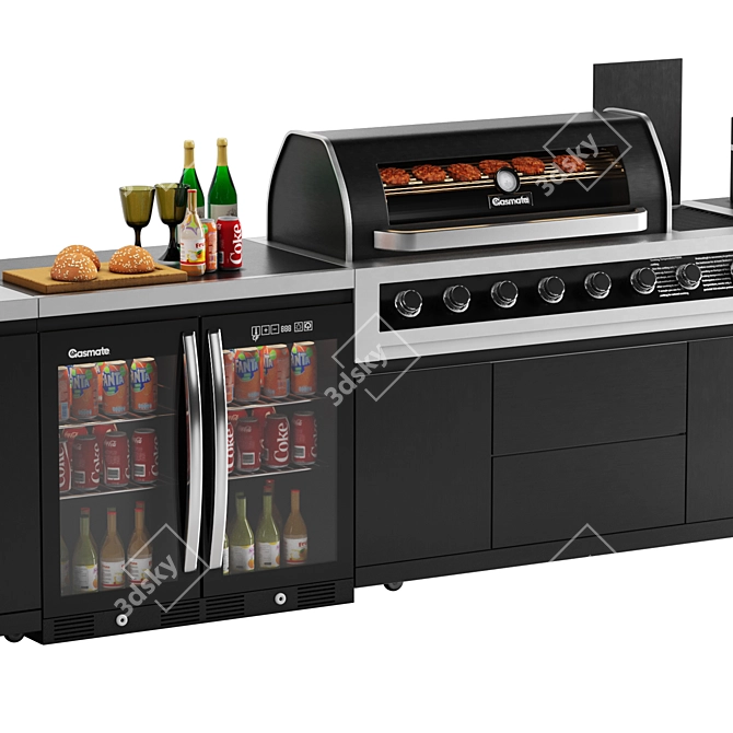 Ultimate Outdoor Kitchen Set: Grill, Sink, Wine Cooler 3D model image 3