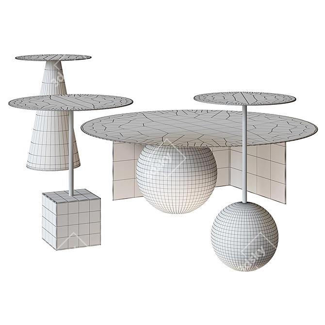 Sleek Black Coffee Table: Ros, Su, Fuku, Cherry 3D model image 3