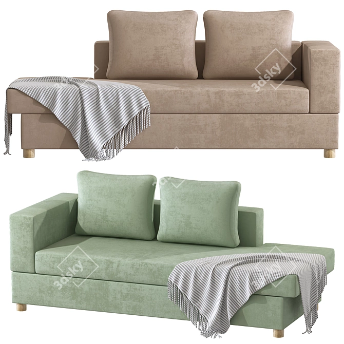 Elegant Dilsey Velvet Couch 3D model image 1