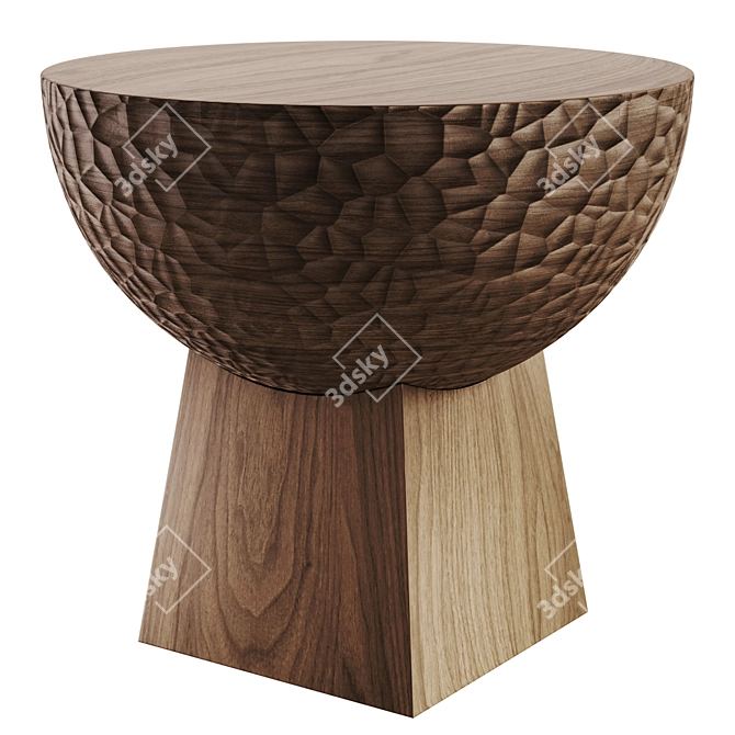 Sleek Walnut & Marble Coffee Table 3D model image 1