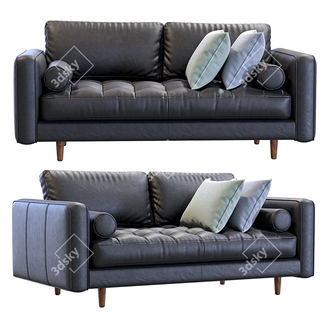 Elegant Ivory Birch Sofa 3D model image 1