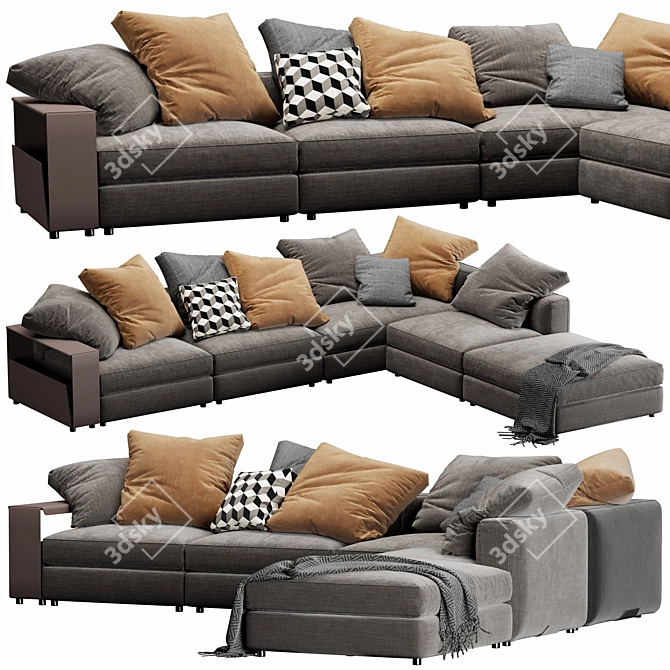 Flexform Harper Sleek Sectional 3D model image 3