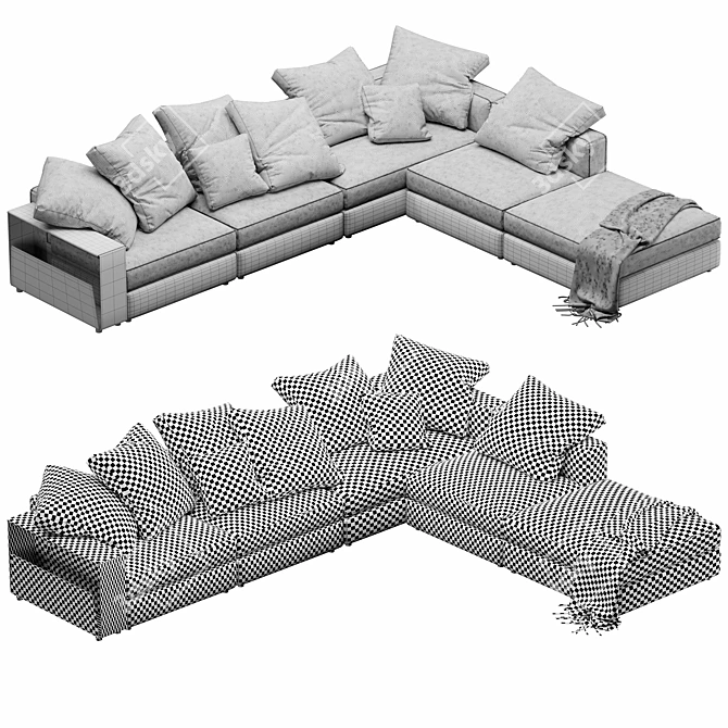 Flexform Harper Sleek Sectional 3D model image 4