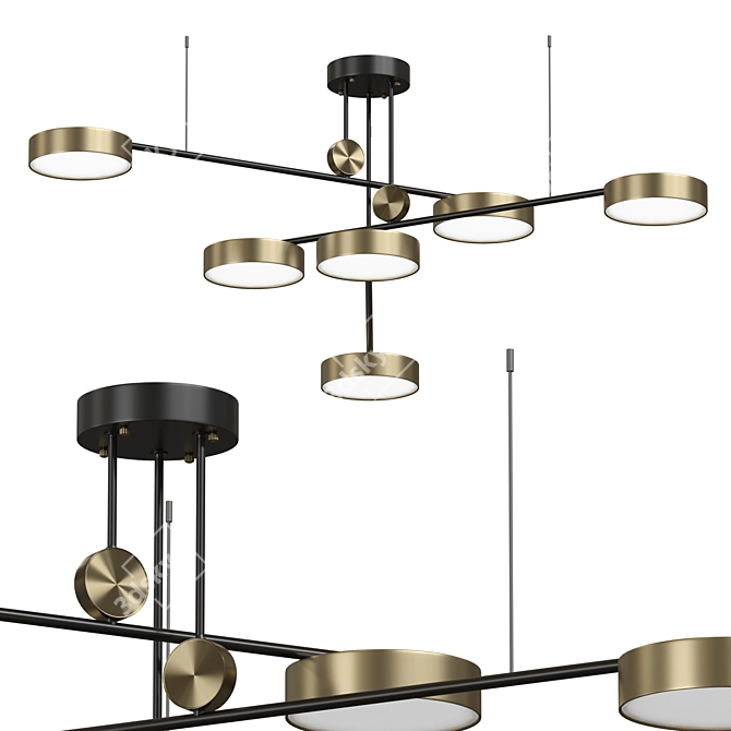 Elegant Gold Pendant Light 3D model image 1