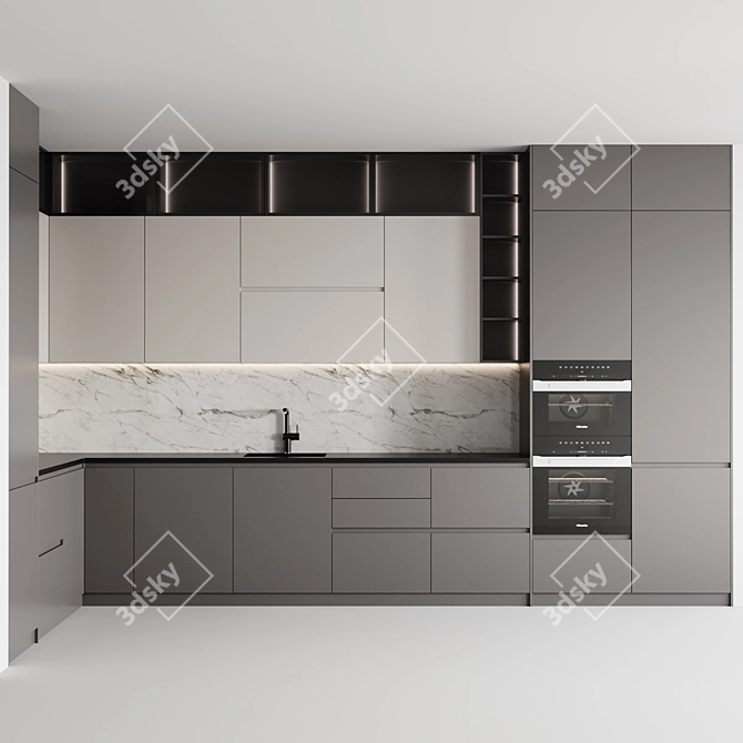 Sleek Modern Kitchen Set 005 3D model image 3