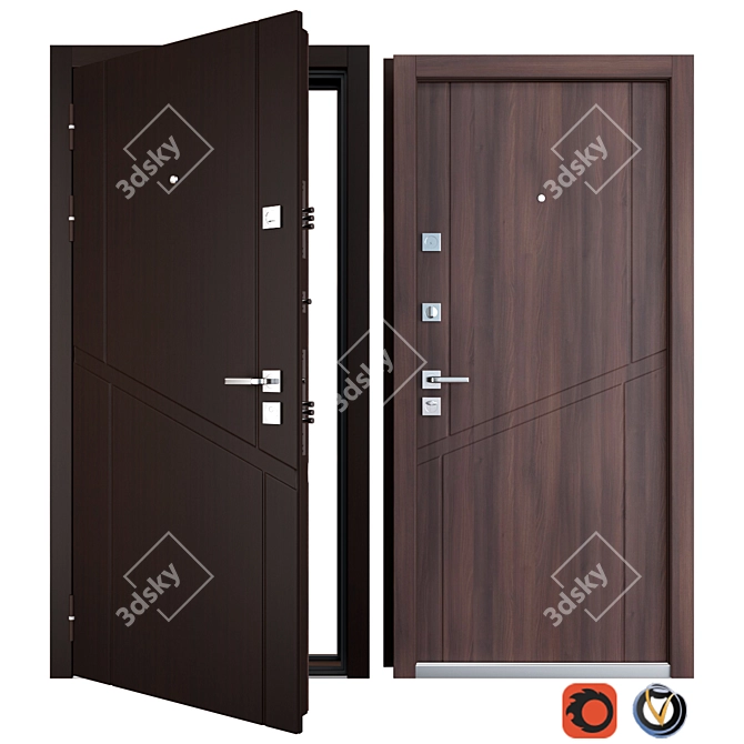 Secure and Stylish: Protekt (Favorit) Metal Entrance Door 3D model image 1