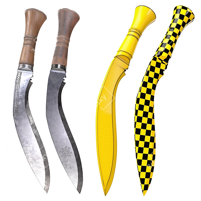 Highpoly KUKRI Knife Model 3D model image 2