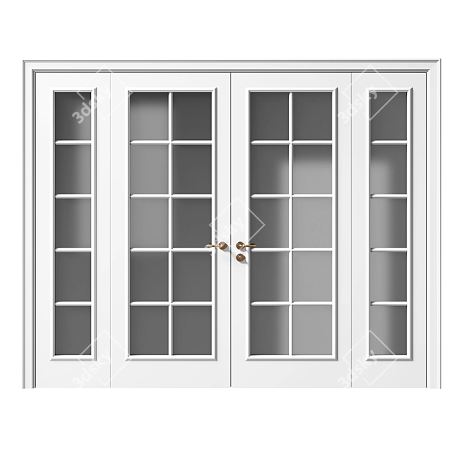 Elegant Parisian Double Doors 3D model image 2