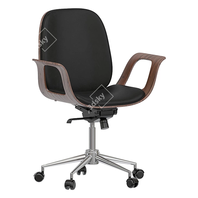 Elegant Walnut Office Chair 3D model image 1
