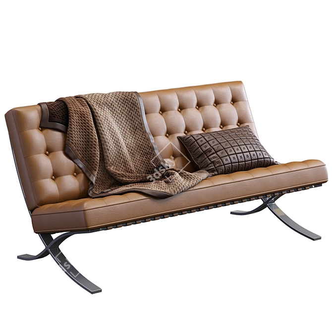 Barcelona Knoll Sofa: Sleek, Modern, and Functional 3D model image 2