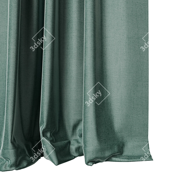 Satin Gradient Curtains with Roman Blinds 3D model image 3