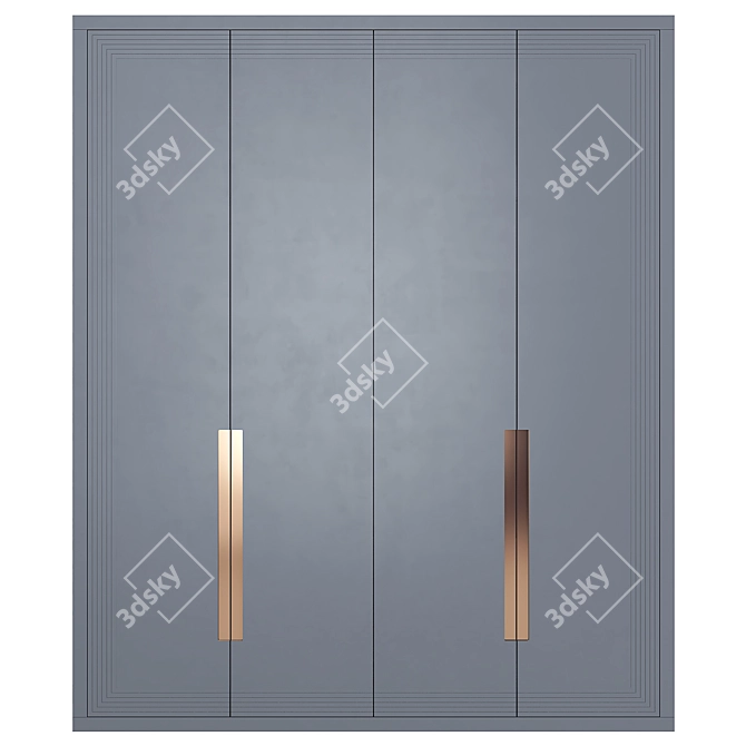 Sleek Silver Wardrobe 3D model image 1