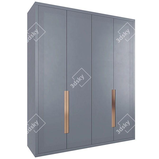 Sleek Silver Wardrobe 3D model image 2