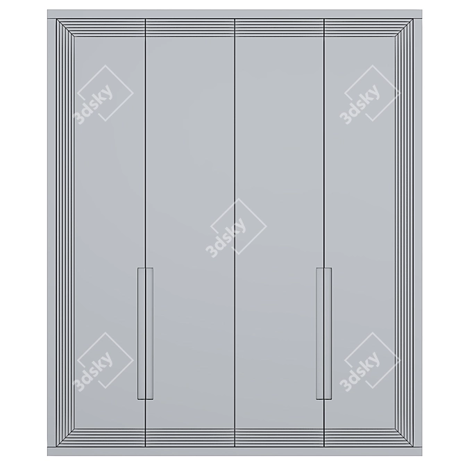 Sleek Silver Wardrobe 3D model image 3