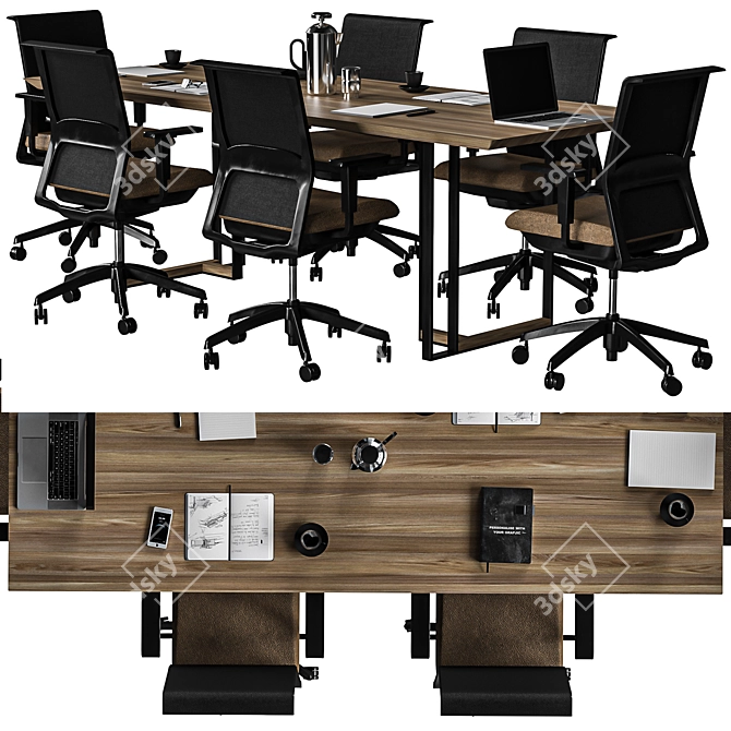 Modern Conference Table with Versatile Design 3D model image 2