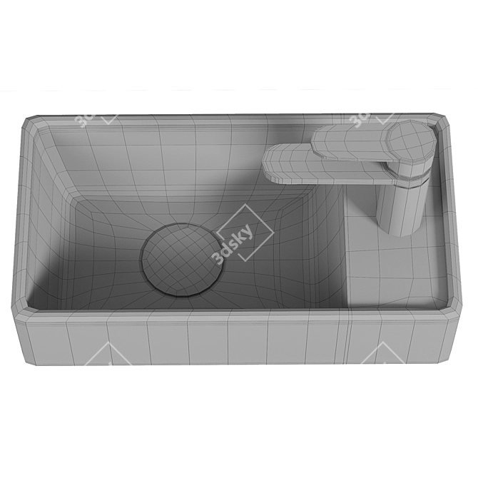 Modern Gray Matte Wash-hand Basin 3D model image 3