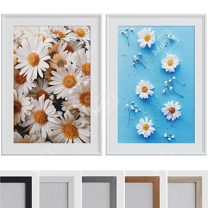 Chic Blooms Picture Frame Set 3D model image 1