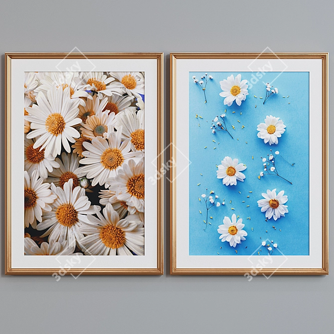 Chic Blooms Picture Frame Set 3D model image 3