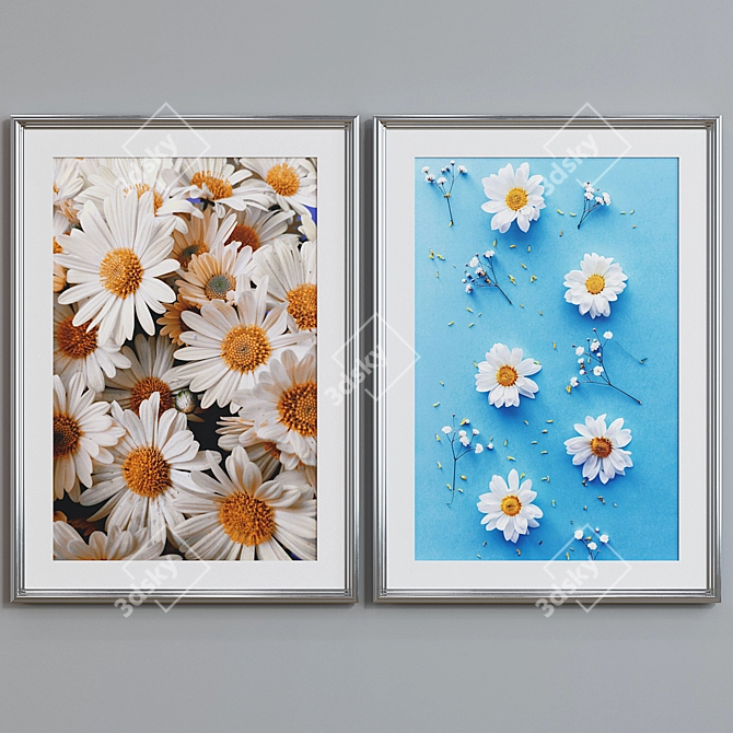 Chic Blooms Picture Frame Set 3D model image 4