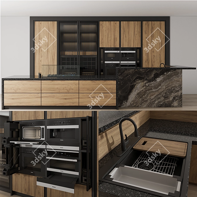 Modern Kitchen Cabinet Storage Set 3D model image 1