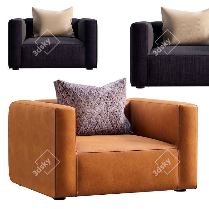 Title: Luxury Thierry Leather Chair 3D model image 1